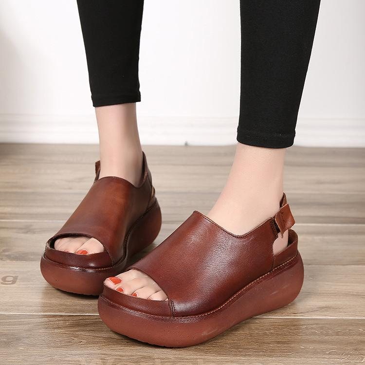 Dame Sommer Casual Retro Platform Skinnsandaler