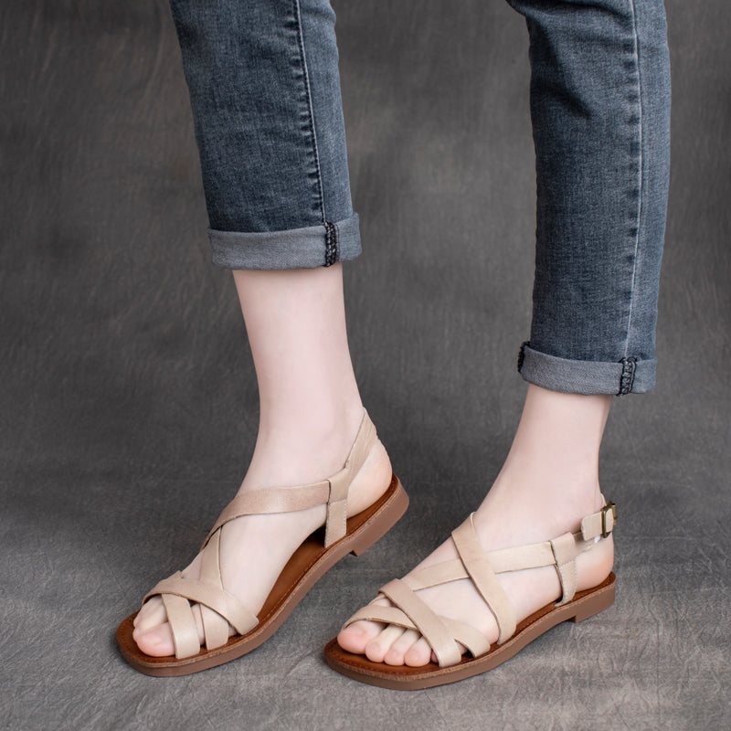 Dame Sommer Casual Skinn Strappy Sandaler