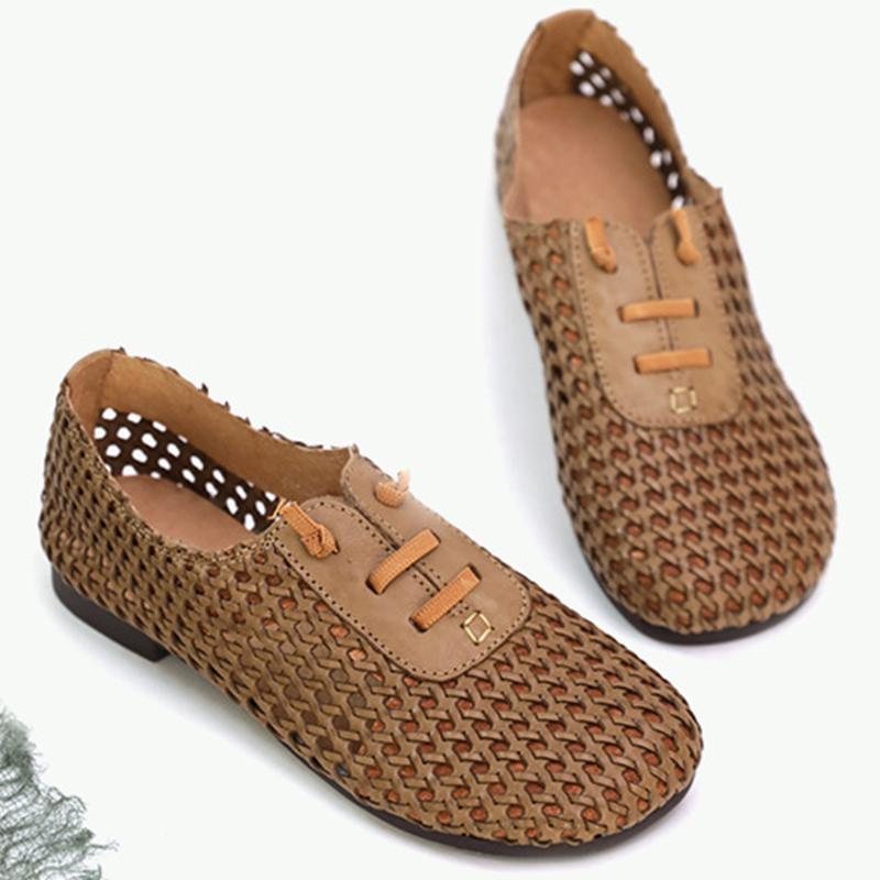 Dame Sommer Hollow Leahter Casual Sandaler