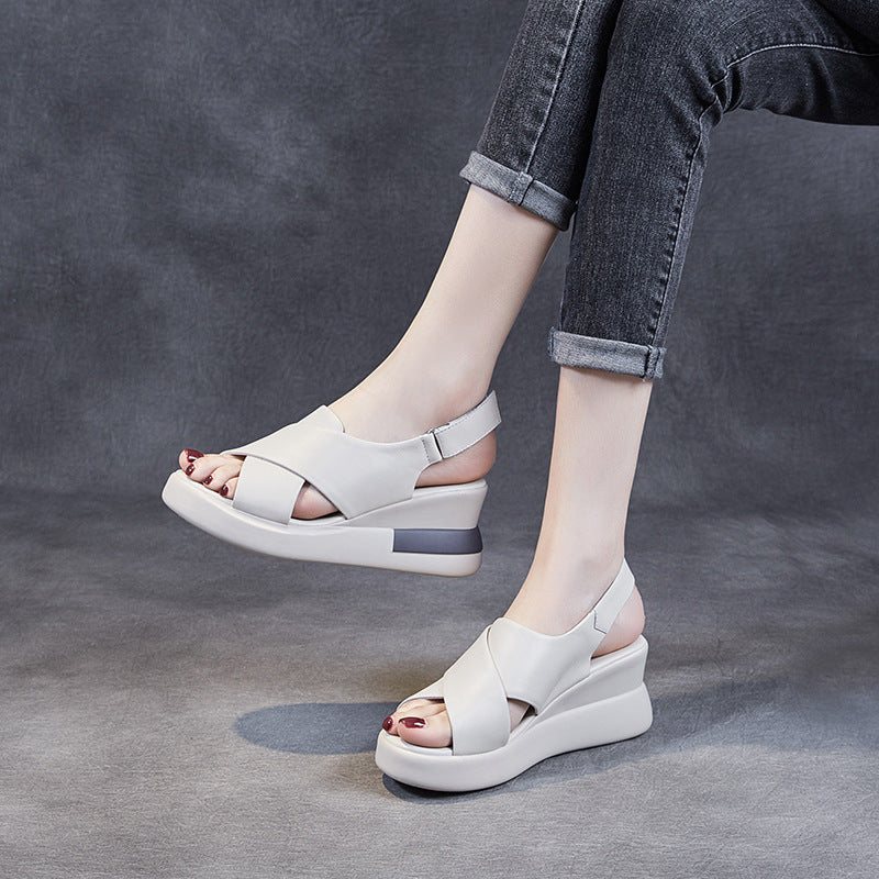 Dame Sommer Vintage Leather Platform Sandaler