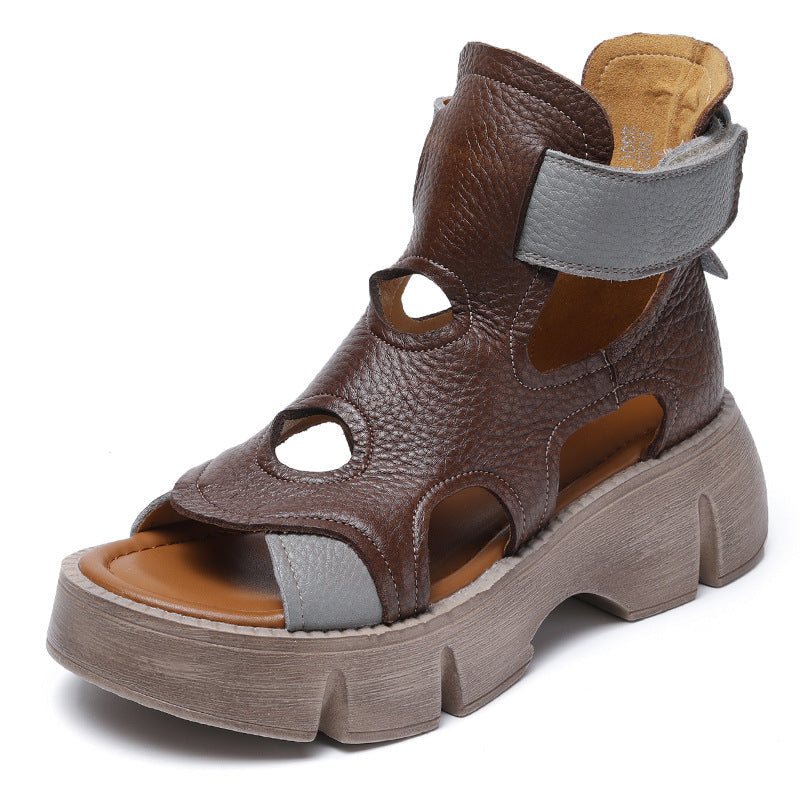 Dame Sommerplattform Hule Leather Casual Sandaler