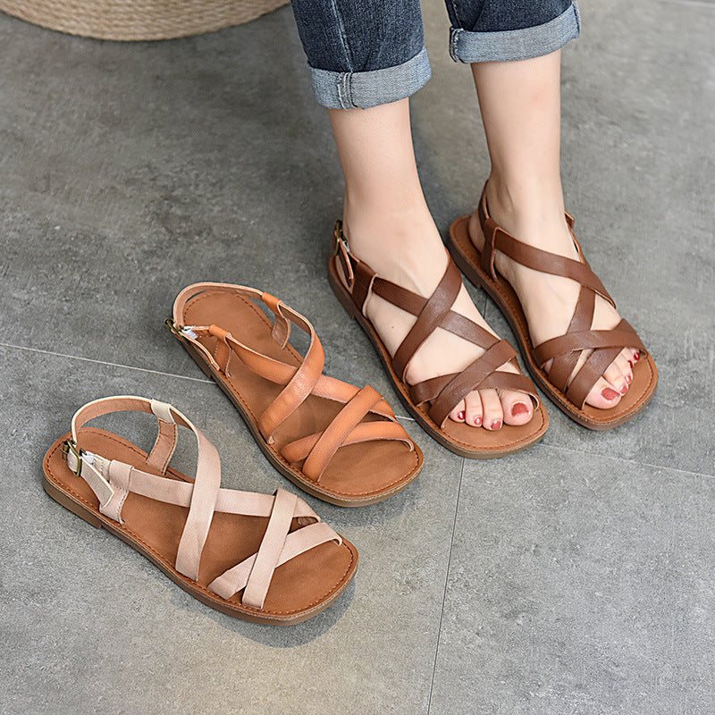 Dame Summer Retro Leather Strappy Sandaler