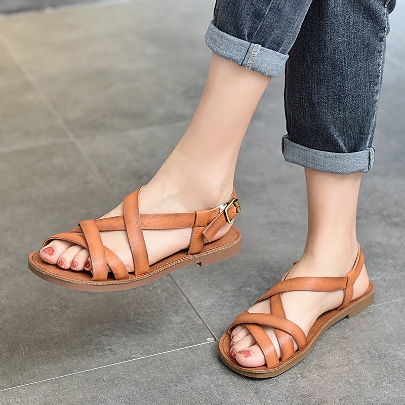 Dame Summer Retro Leather Strappy Sandaler