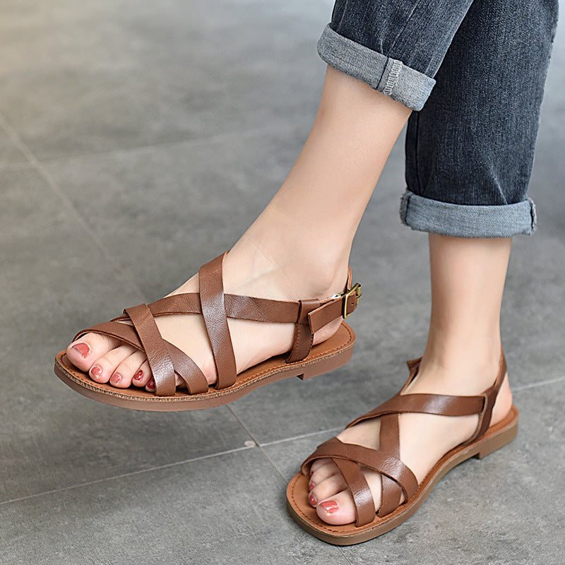 Dame Summer Retro Leather Strappy Sandaler