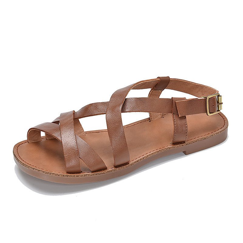 Dame Summer Retro Leather Strappy Sandaler