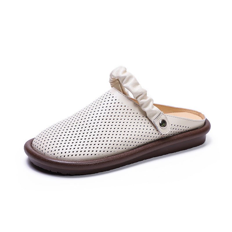 Dame Vintage Sommer Hule Skinn Casual Sandaler Tøfler