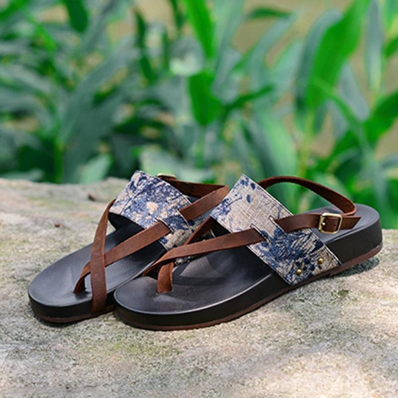 Dametrykt Clip Toe Casual Holiday Flats Sandaler