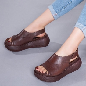 Kvinner Casual Peep Toe Platform Skinnsandaler Med Borrelås