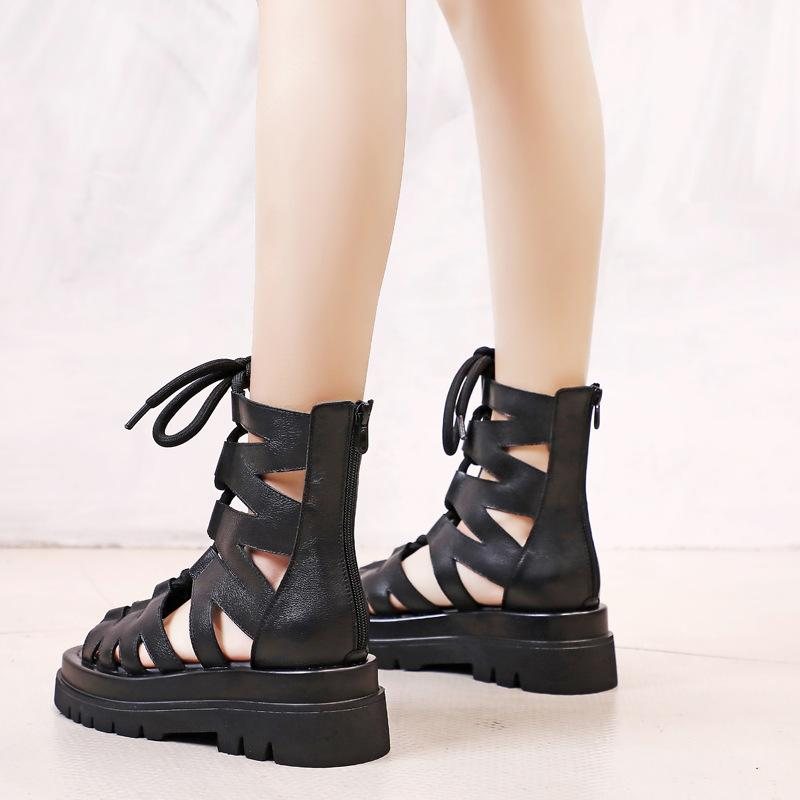 Leather Hollow Lacing Summer Casual Sandaler