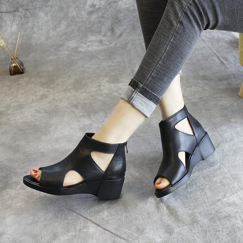 Nye Leather Wedge Summer Damesandaler