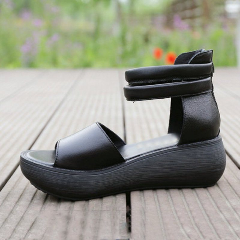 Peep Toe Casual Platform Skinnsandaler