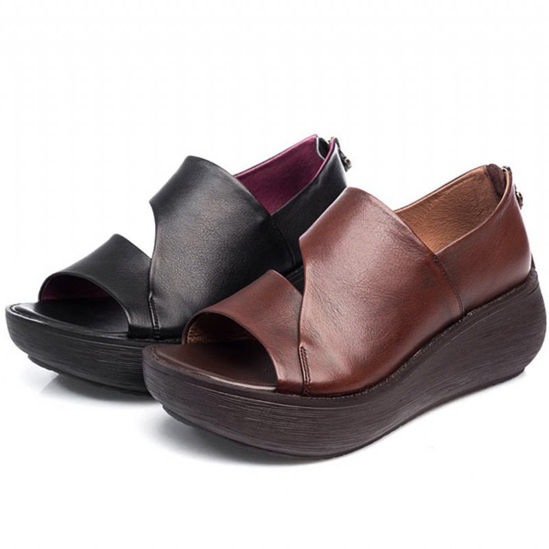 Peep Toe Wedge Casual Skinnsandaler