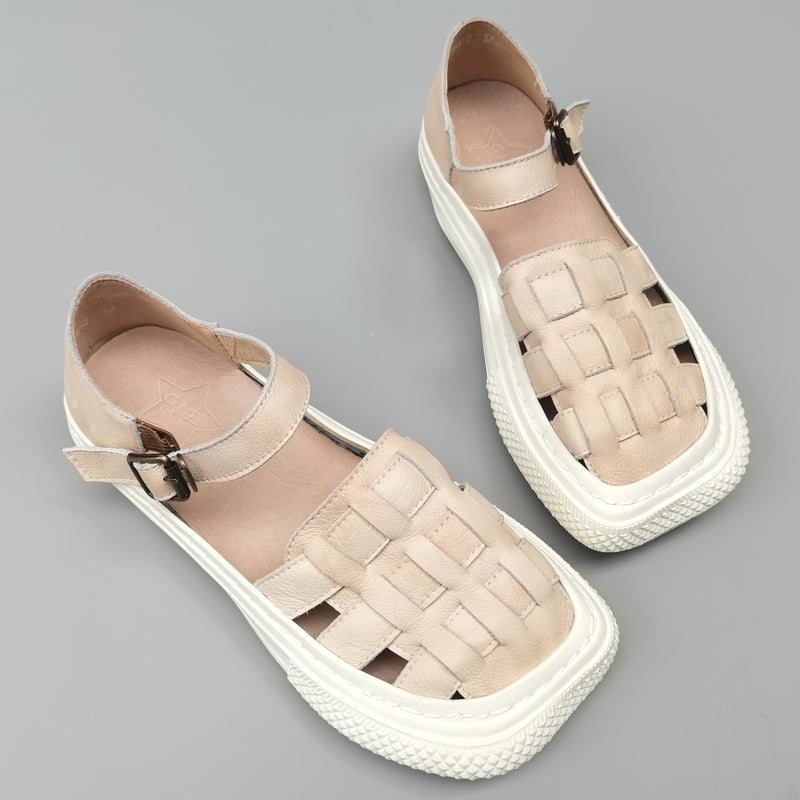 Plus Size Summer Retro Leather Flekte Casual Sandaler