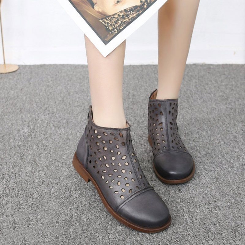 Retro Hollow Flat Sandals Boots