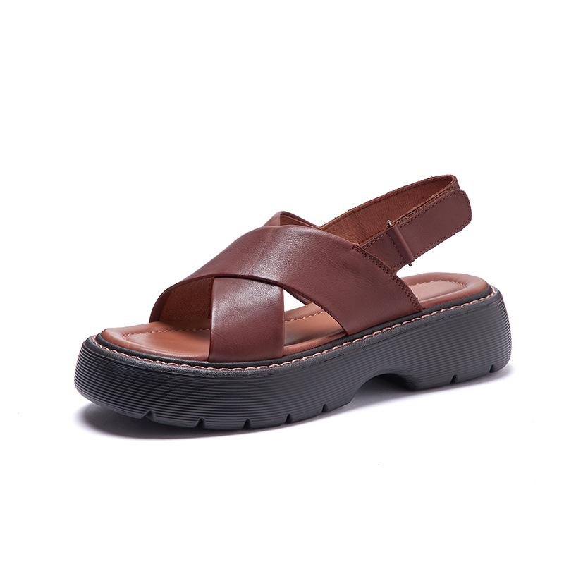 Sommer Dame Leather Platform Sandaler