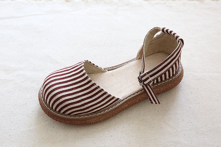 Sommer Kvinner Retro Stripe Canvas Sandaler