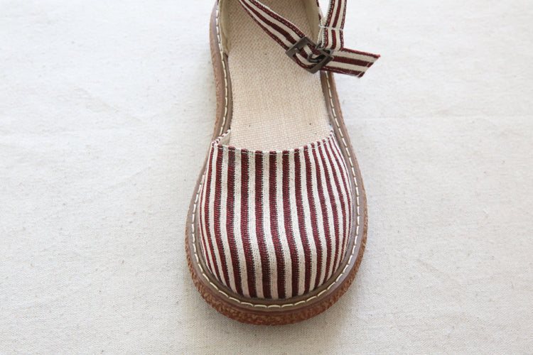 Sommer Kvinner Retro Stripe Canvas Sandaler