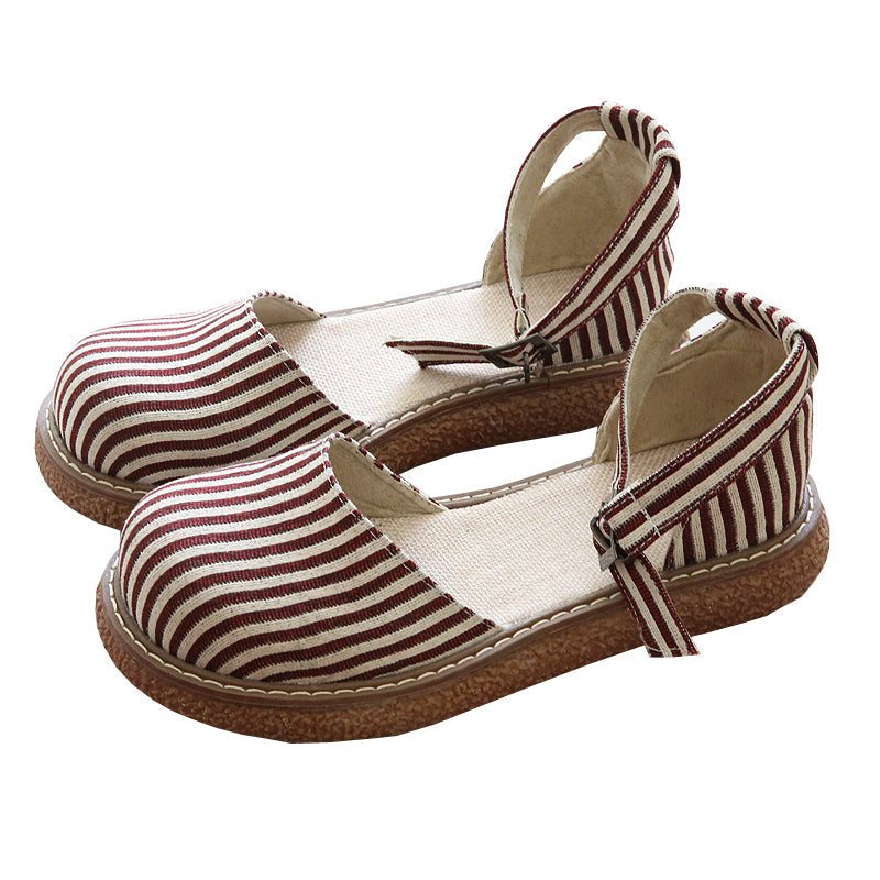 Sommer Kvinner Retro Stripe Canvas Sandaler