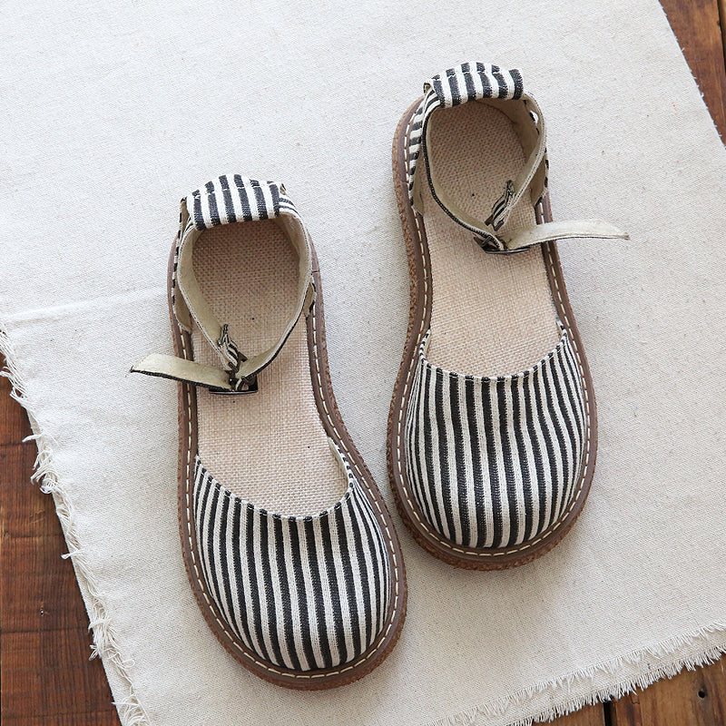 Sommer Kvinner Retro Stripe Canvas Sandaler