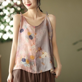 Dame Sommer Floral Patchwork Lin Vest