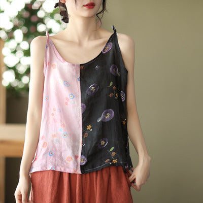 Dame Sommer Floral Patchwork Lin Vest