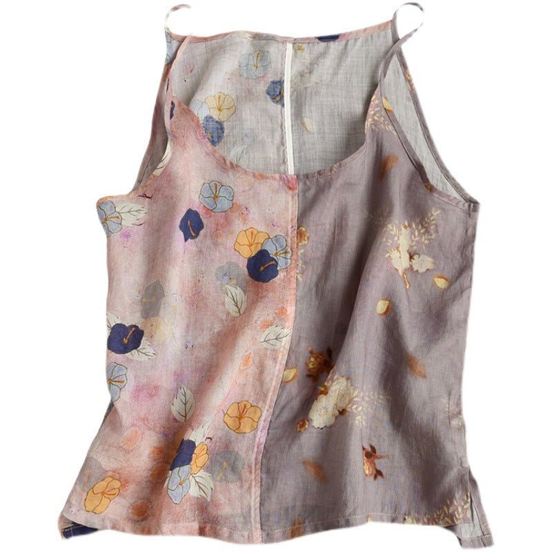 Dame Sommer Floral Patchwork Lin Vest