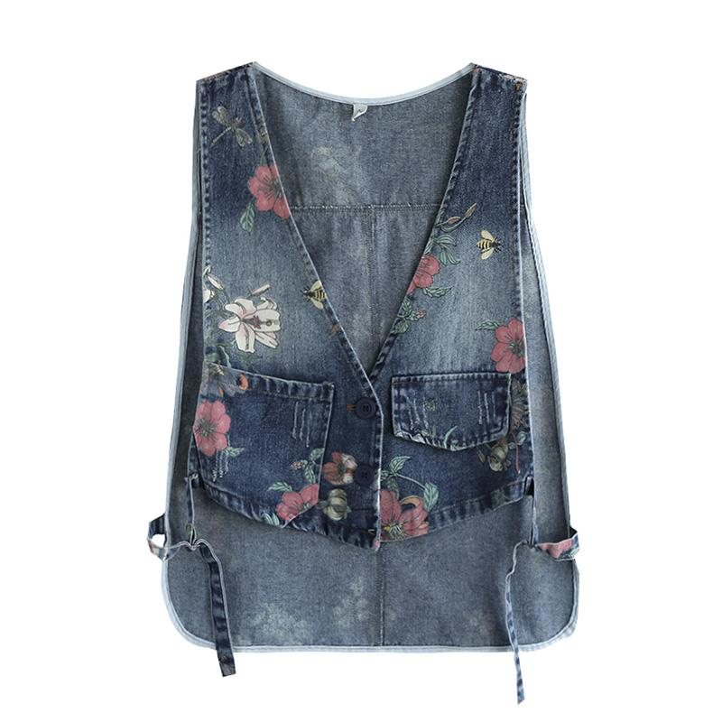 Denimvest Med Retrotrykk For Kvinner