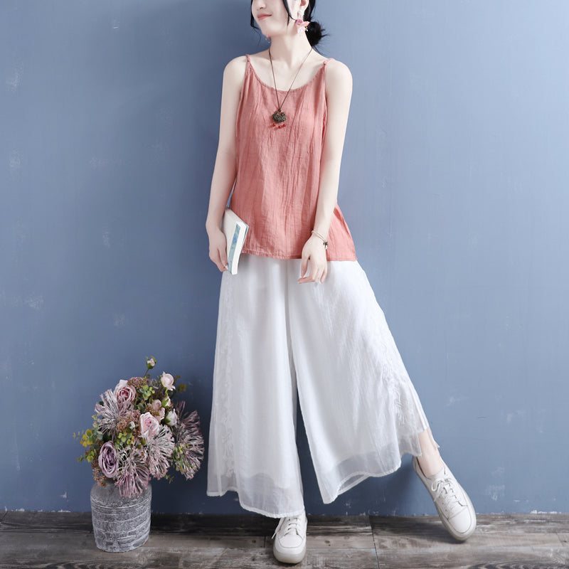 Sommer Solid Retro Cotton Lin Vest