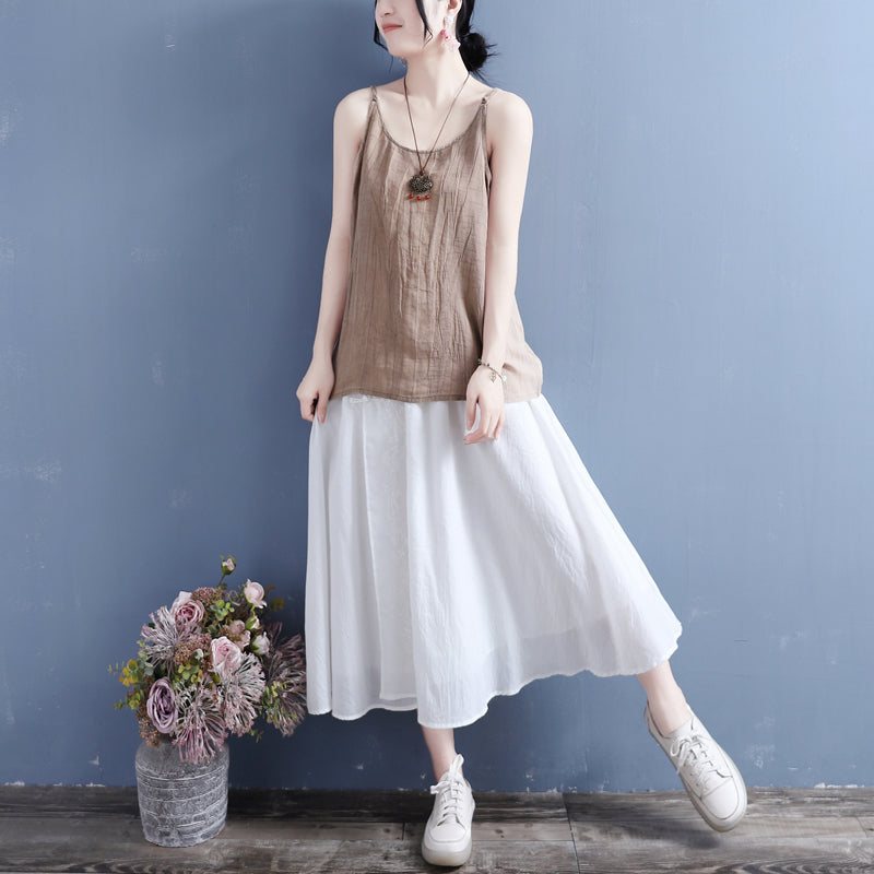 Sommer Solid Retro Cotton Lin Vest