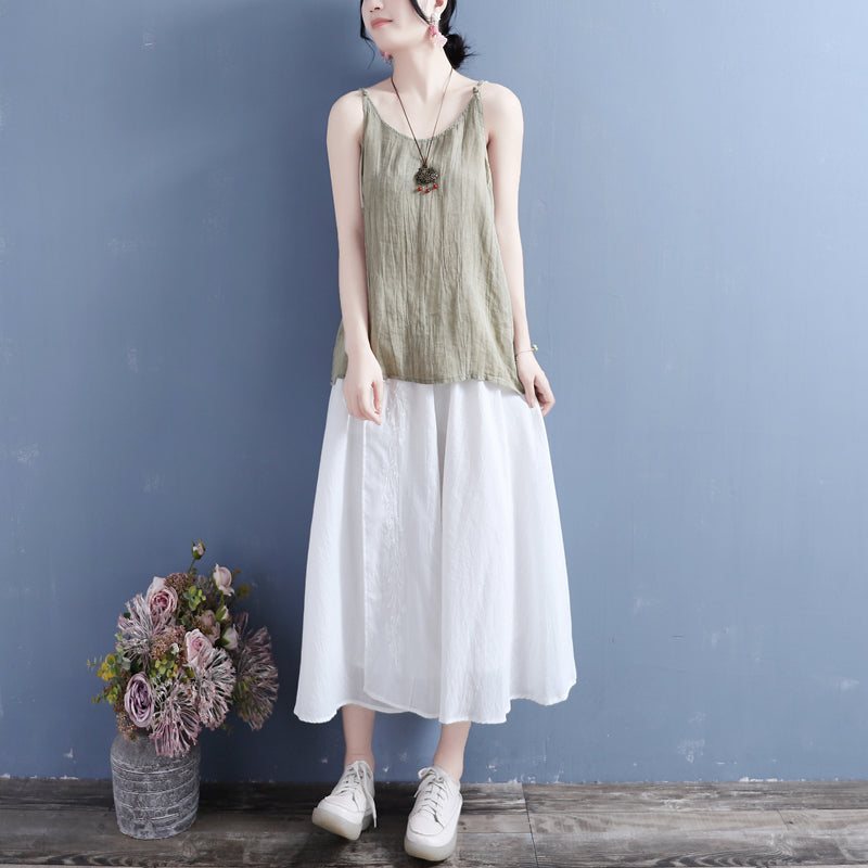 Sommer Solid Retro Cotton Lin Vest