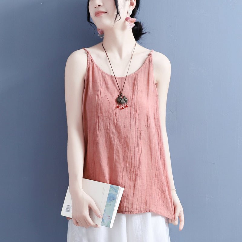 Sommer Solid Retro Cotton Lin Vest