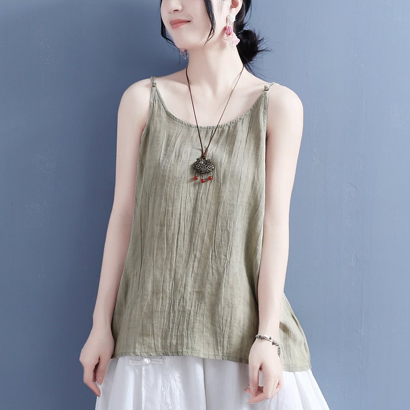 Sommer Solid Retro Cotton Lin Vest