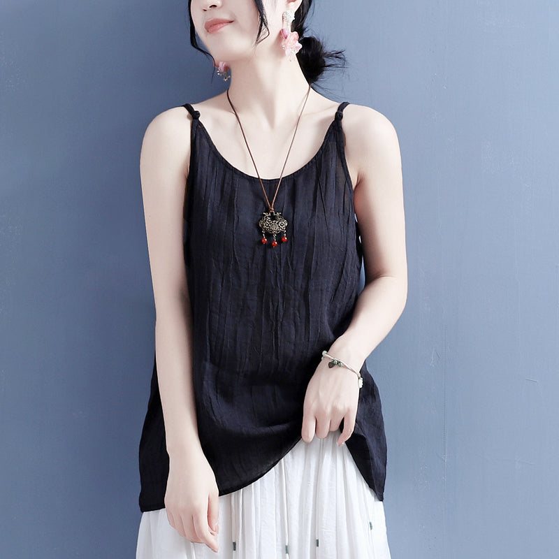 Sommer Solid Retro Cotton Lin Vest