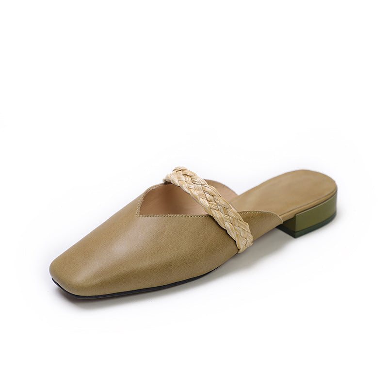 Dame Sommer Skinn Handmde Wedge Slippers