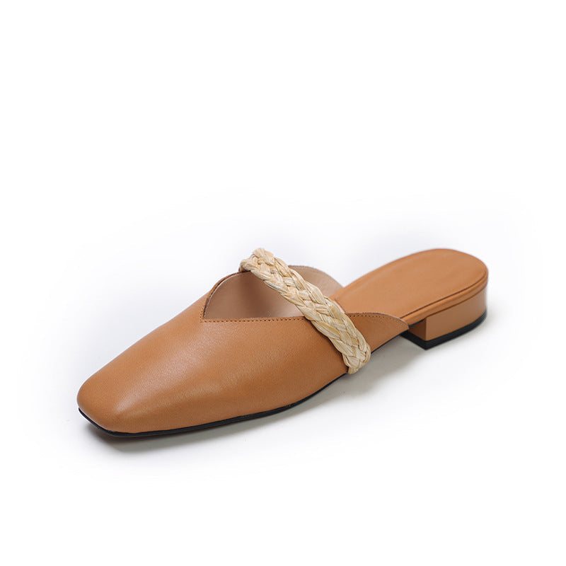 Dame Sommer Skinn Handmde Wedge Slippers