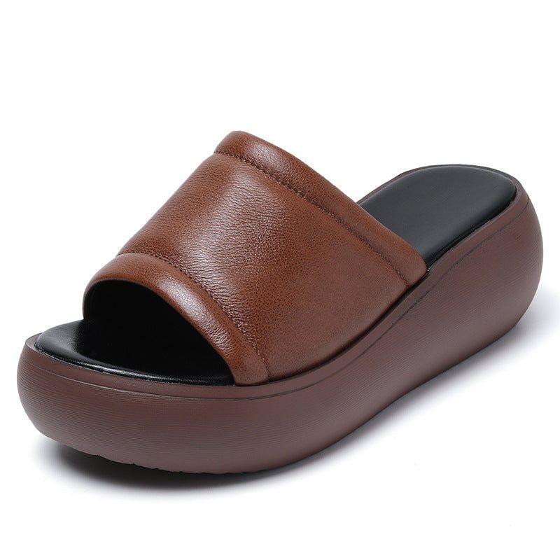 Dame Sommerskinn Casual Wedge-tøfler