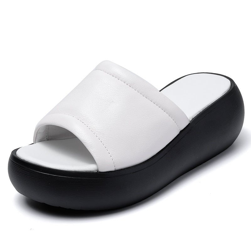 Dame Sommerskinn Casual Wedge-tøfler