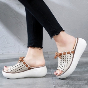 Hollow Out Bow Knot Platform Casual Tøfler