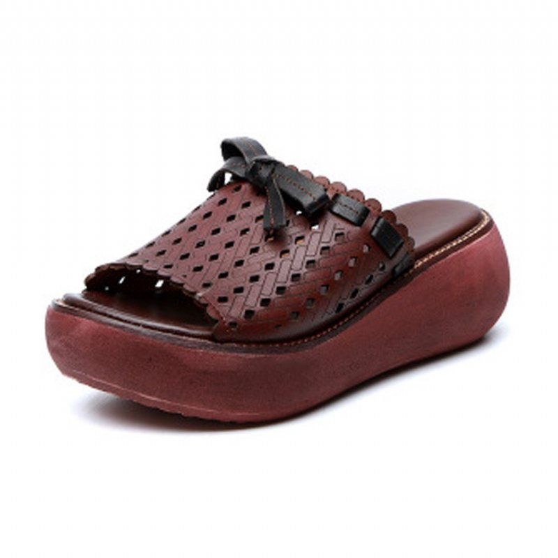 Hollow Out Bow Knot Platform Casual Tøfler