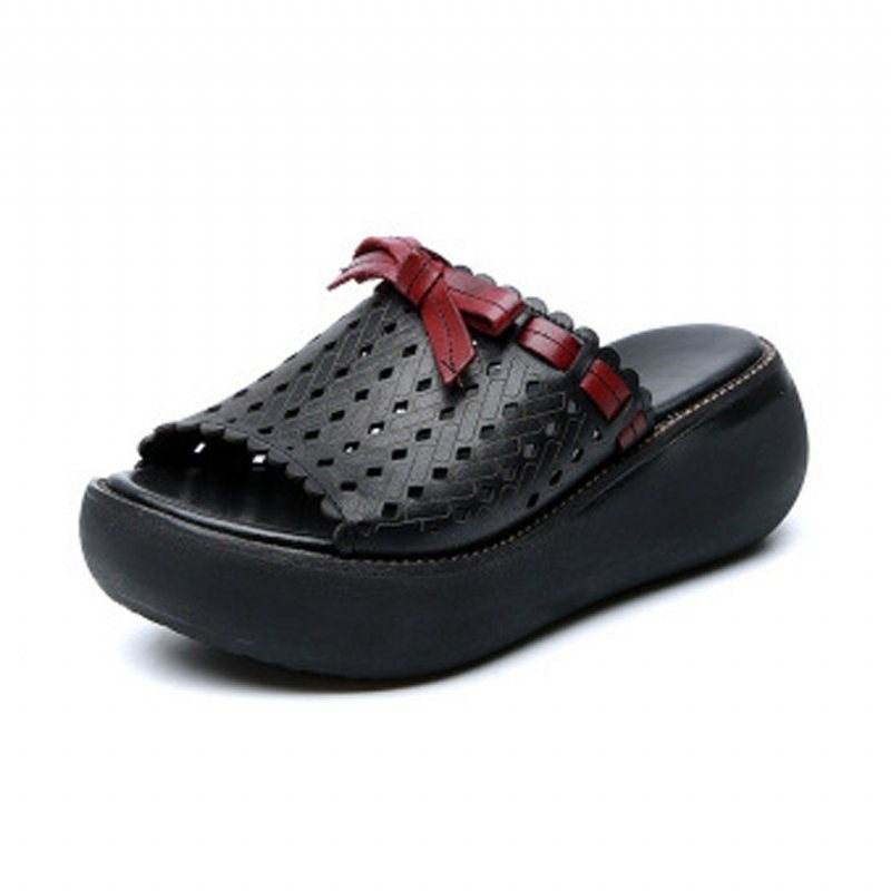 Hollow Out Bow Knot Platform Casual Tøfler