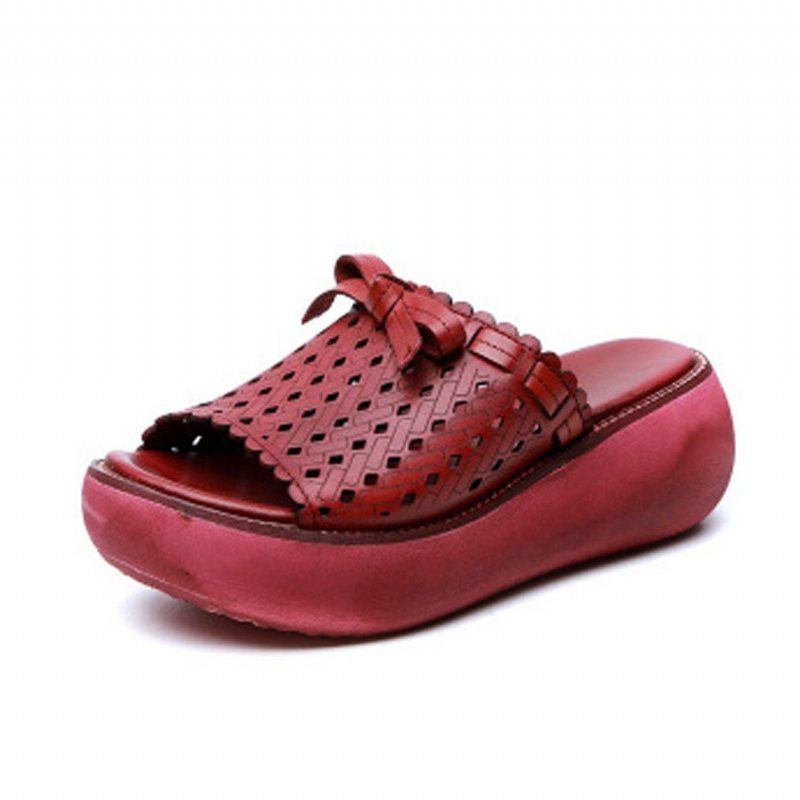 Hollow Out Bow Knot Platform Casual Tøfler