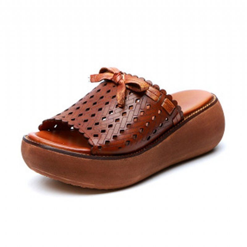 Hollow Out Bow Knot Platform Casual Tøfler