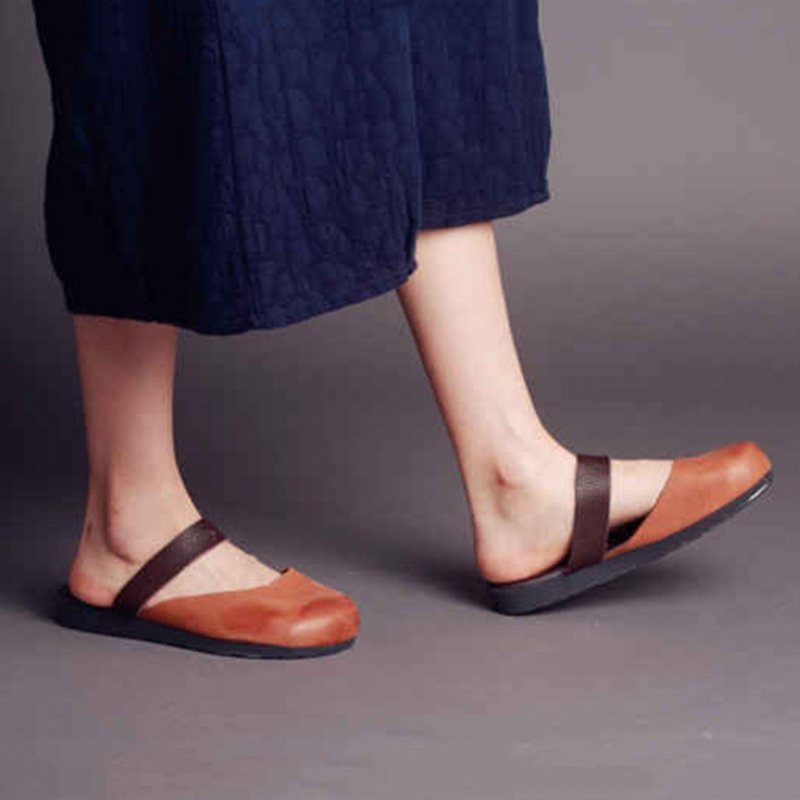 Round Toe Leather Flats Tøfler 35-41