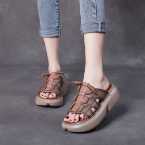 Sommer Casual Retro Leather Wedge Slippers