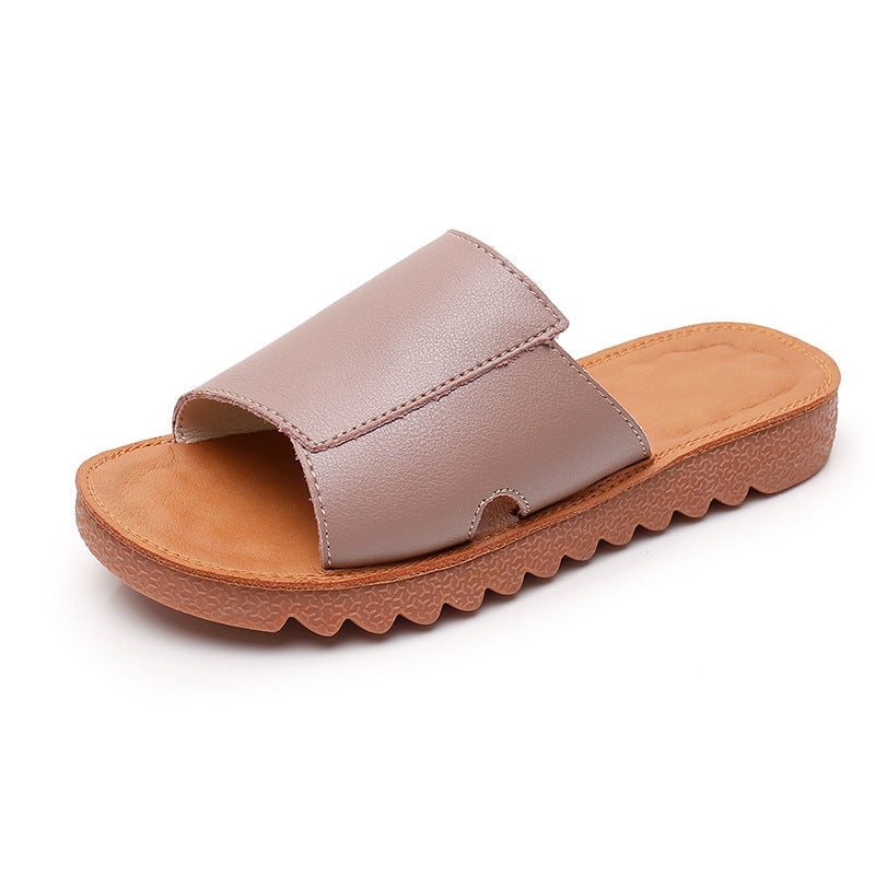 Sommer Flat Retro Leather Casual Tøfler