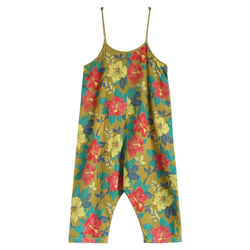 Blomstertrykt Casual Lin Løs Retro Jumpsuit