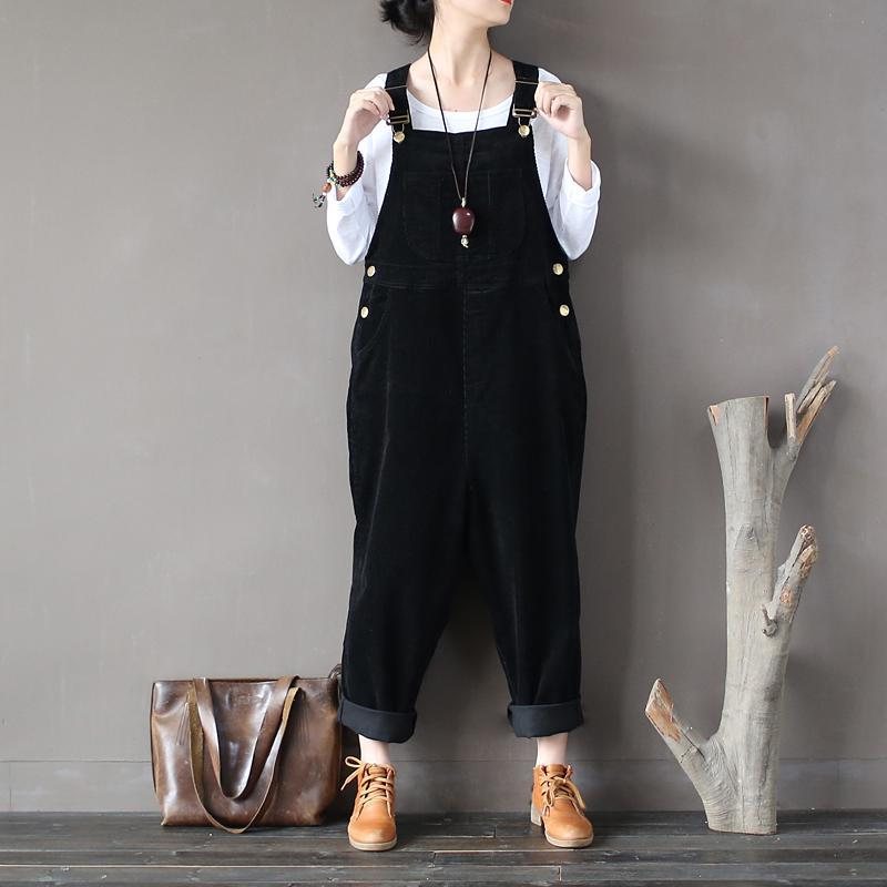 Corduroy Large Størrelse Løs Retro Jumpsuit