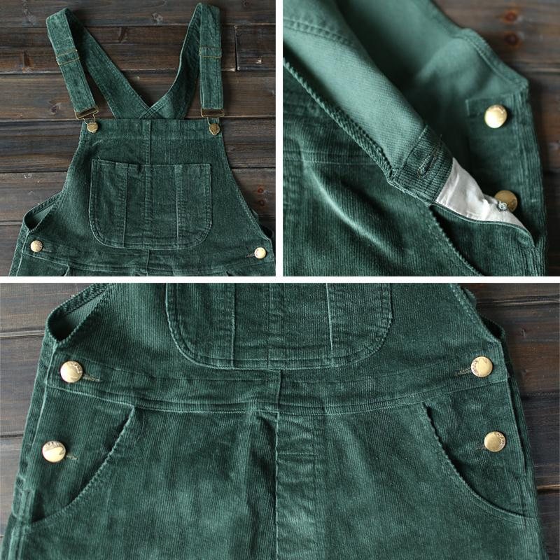 Corduroy Large Størrelse Løs Retro Jumpsuit