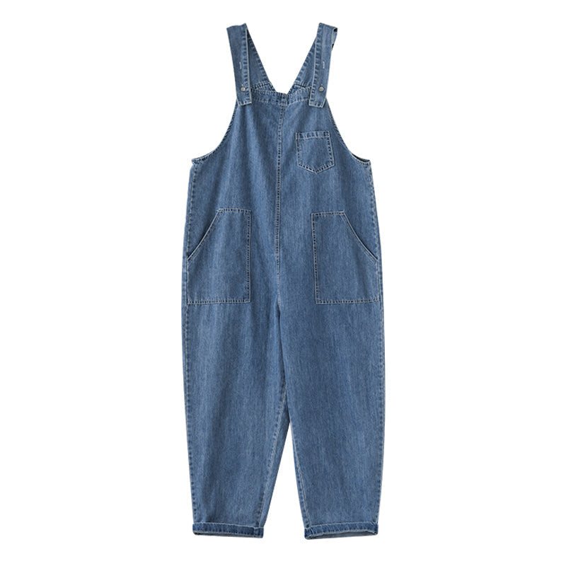 Dame Casual Spring Cotton Denim Løs Jumpsuit