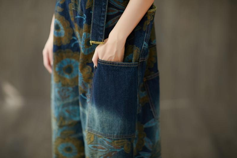 Dame Denim Retro Løs Jumpsuit